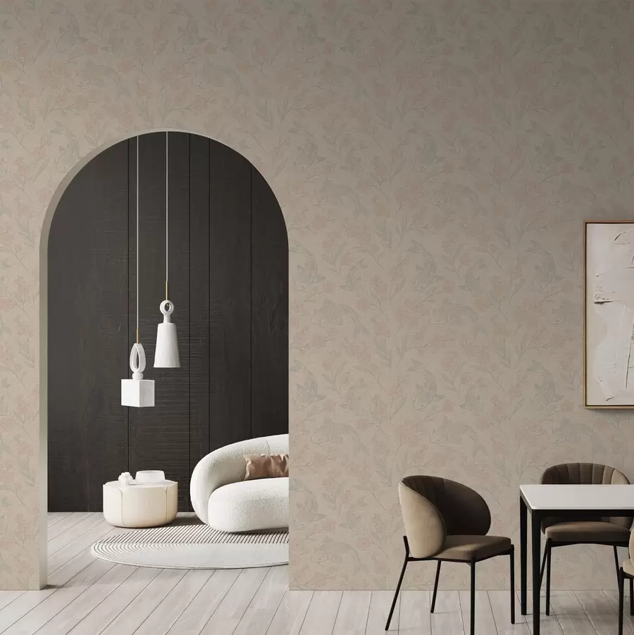 zidne murale Šarani među cvijećem u nježnim bež-ružičastim nijansama a00766