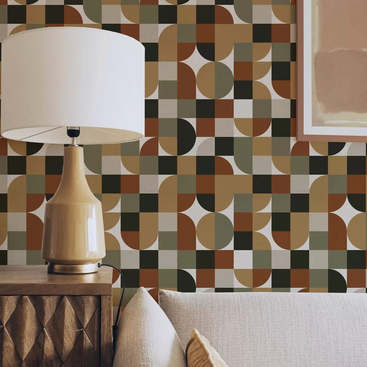 Pozadina Modularna geometrija u toplim zemljanim tonovima a00770