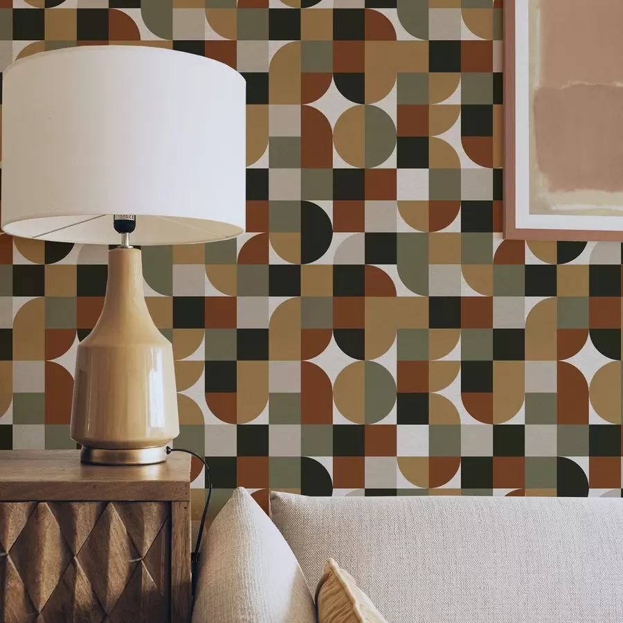 zidne murale Modularna geometrija u toplim zemljanim tonovima a00770