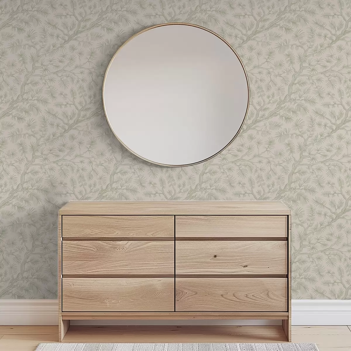 Pozadina Borove grane u svijetlozelenim tonovima na bež pozadini a00838v1