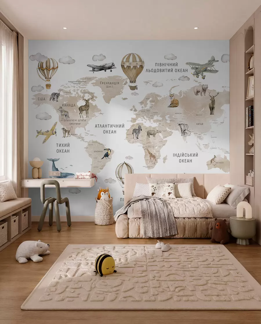 zidne murale Bež atlas na ukrajinskom c00001ukv2