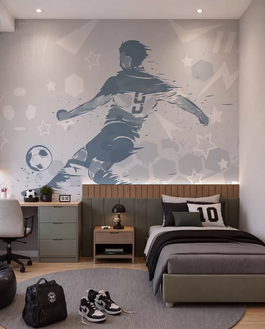 zidne murale Nogomet u plavoj tinti w04763v1