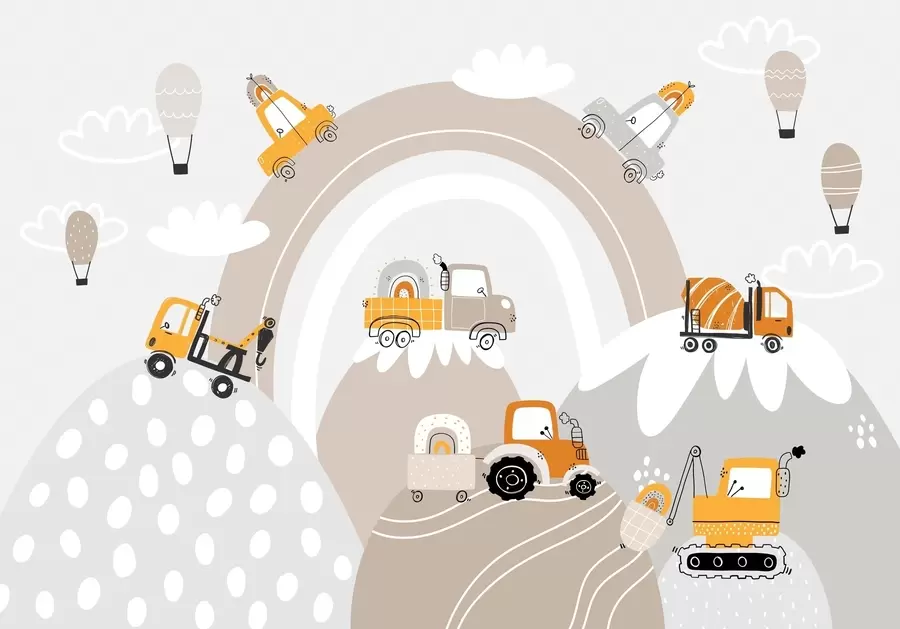 zidne murale Dječji automobili, traktori w04765