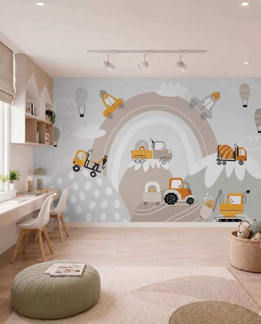 zidne murale Dječji automobili, traktori w04765