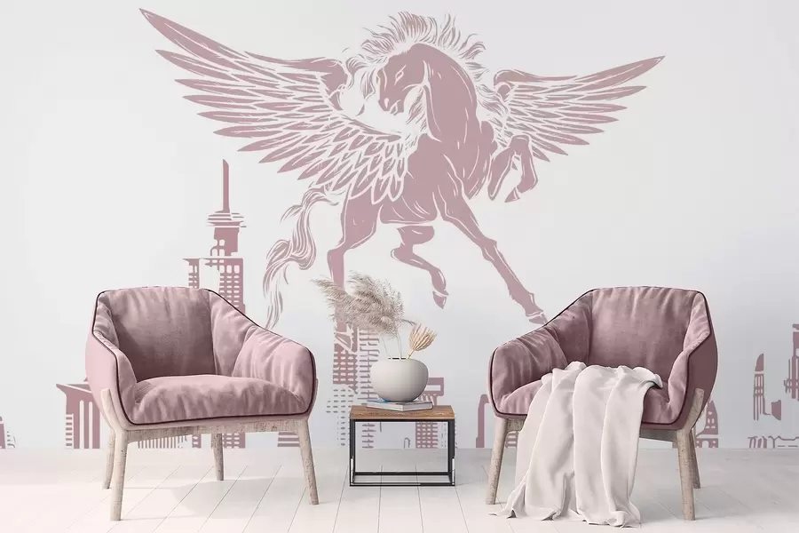 zidne murale Pegaz nad gradom w04777