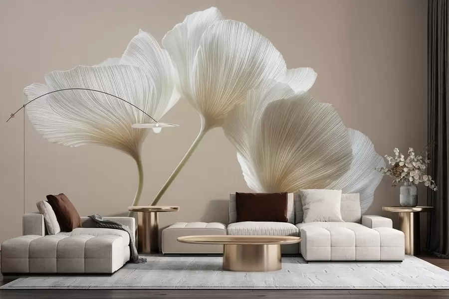 zidne murale Tri nježna cvijeta na bež pozadini w04810