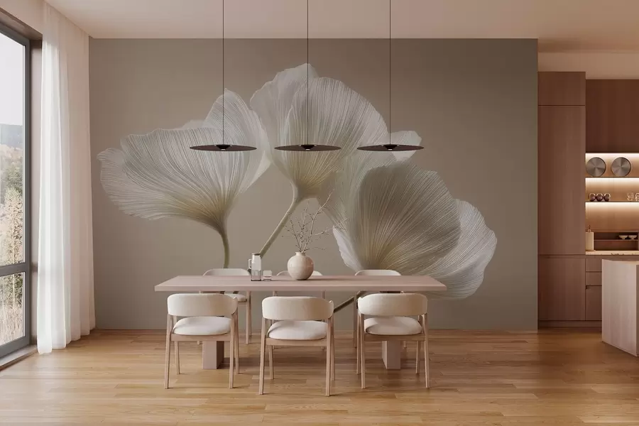 zidne murale Tri nježna cvijeta na bež pozadini w04810