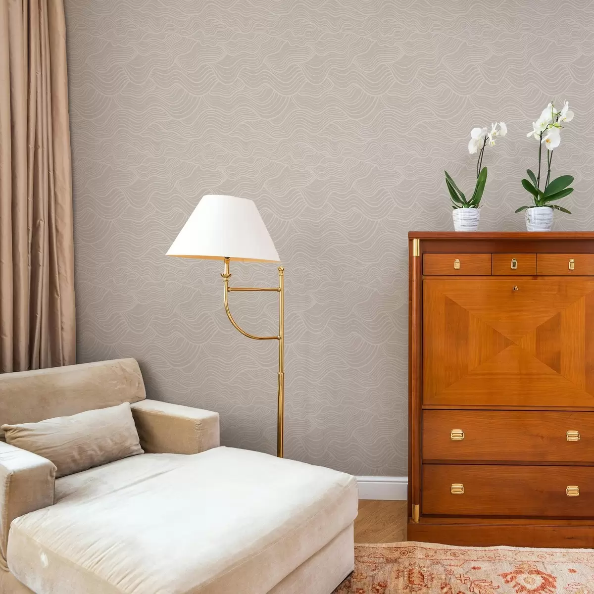 Pozadina Valovite linije u tonu na toploj bež boji a00681v1