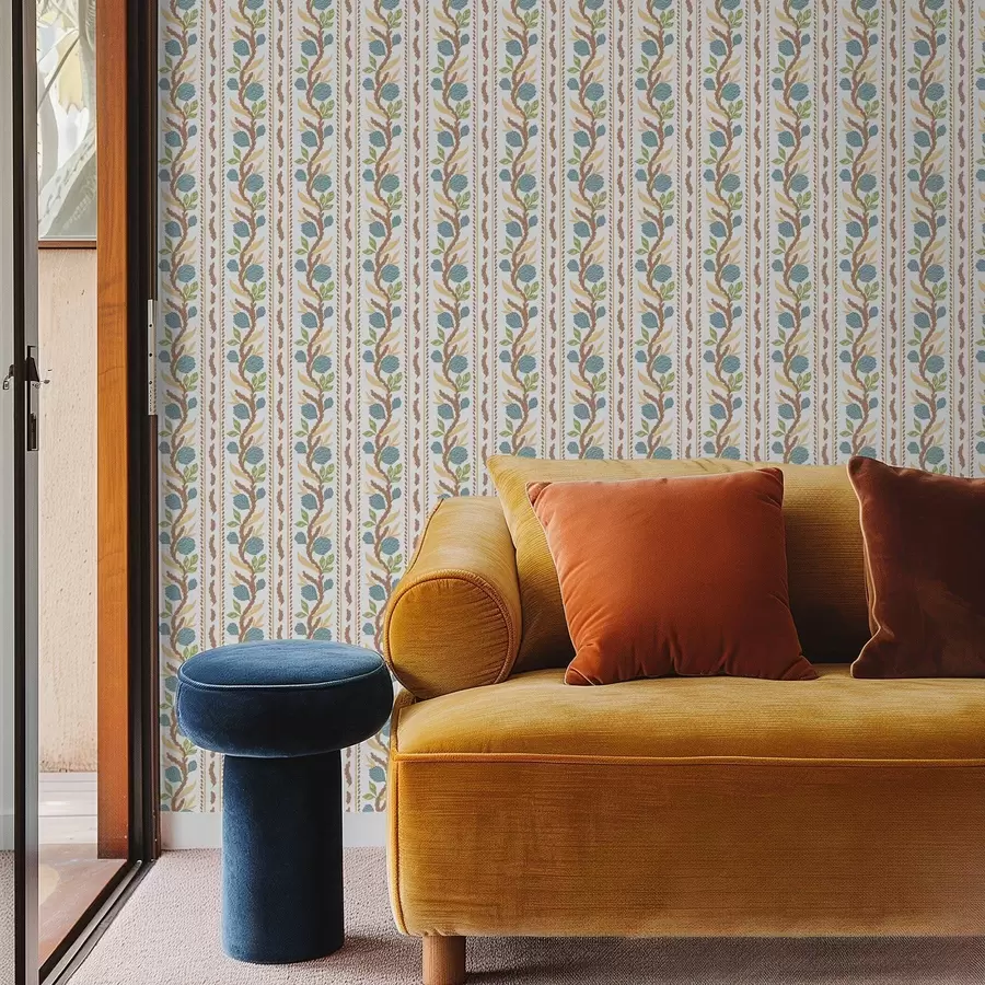 zidne murale Vertikalne pruge buketa s plavim cvijećem a00816v2