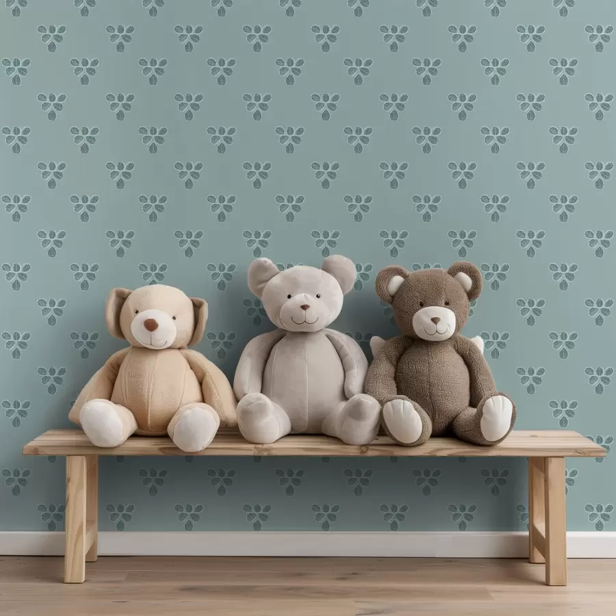 zidne murale Mala ponavljanja: trio lišća na hladno plavoj boji a00848v1