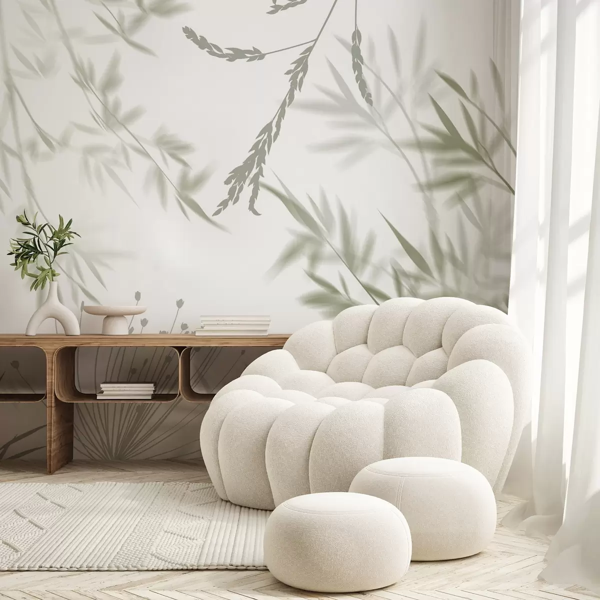 zidne murale Siluete lišća w04850