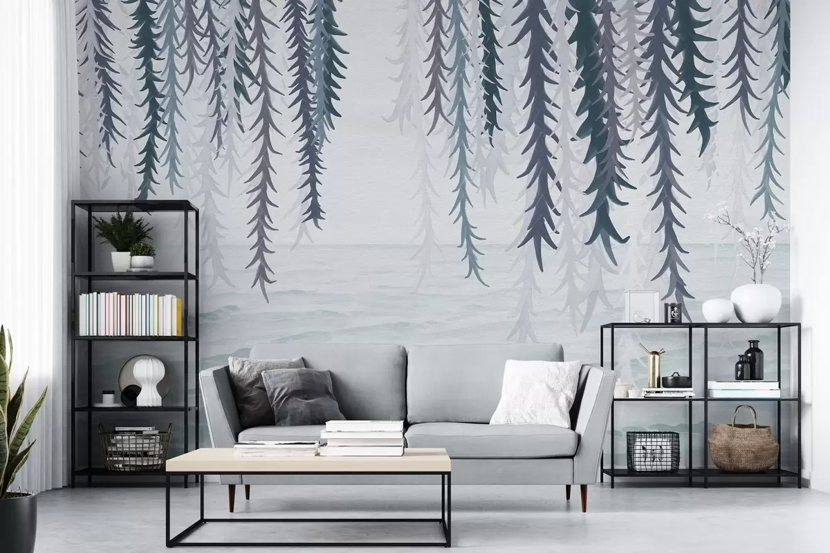 zidne murale Nježne vinove loze vise nad vodom u akvarelu w04830v3