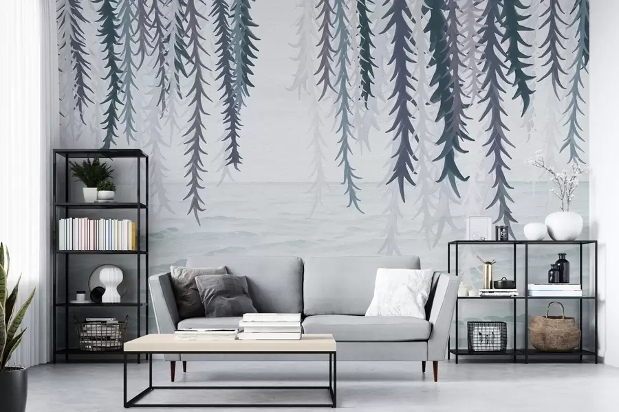 zidne murale Nježne vinove loze vise nad vodom u akvarelu w04830v3