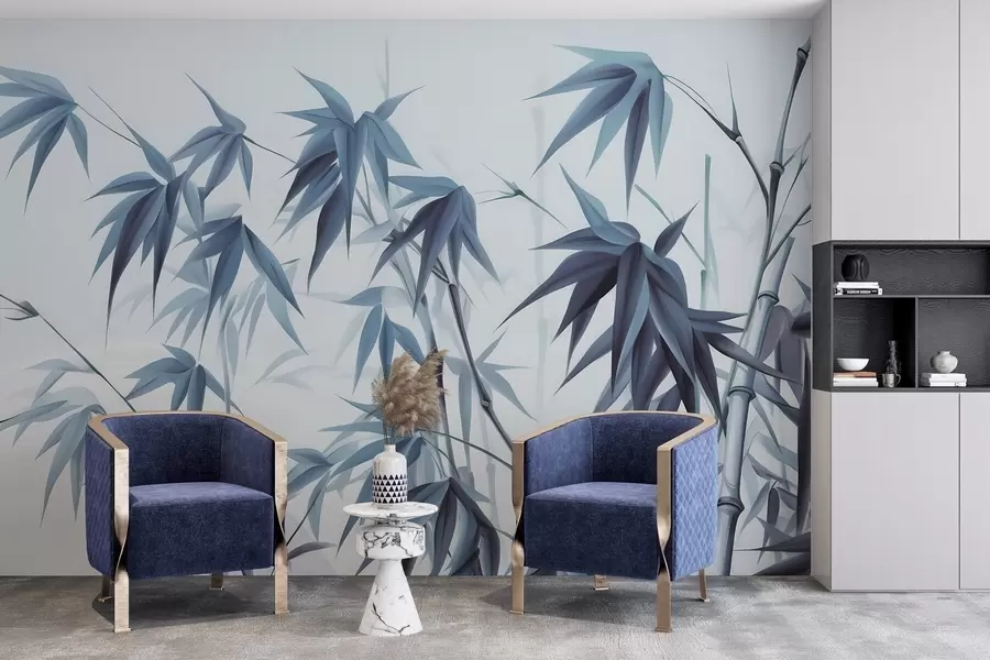 zidne murale Bambus na svijetloj akvarelnoj pozadini w04834v2