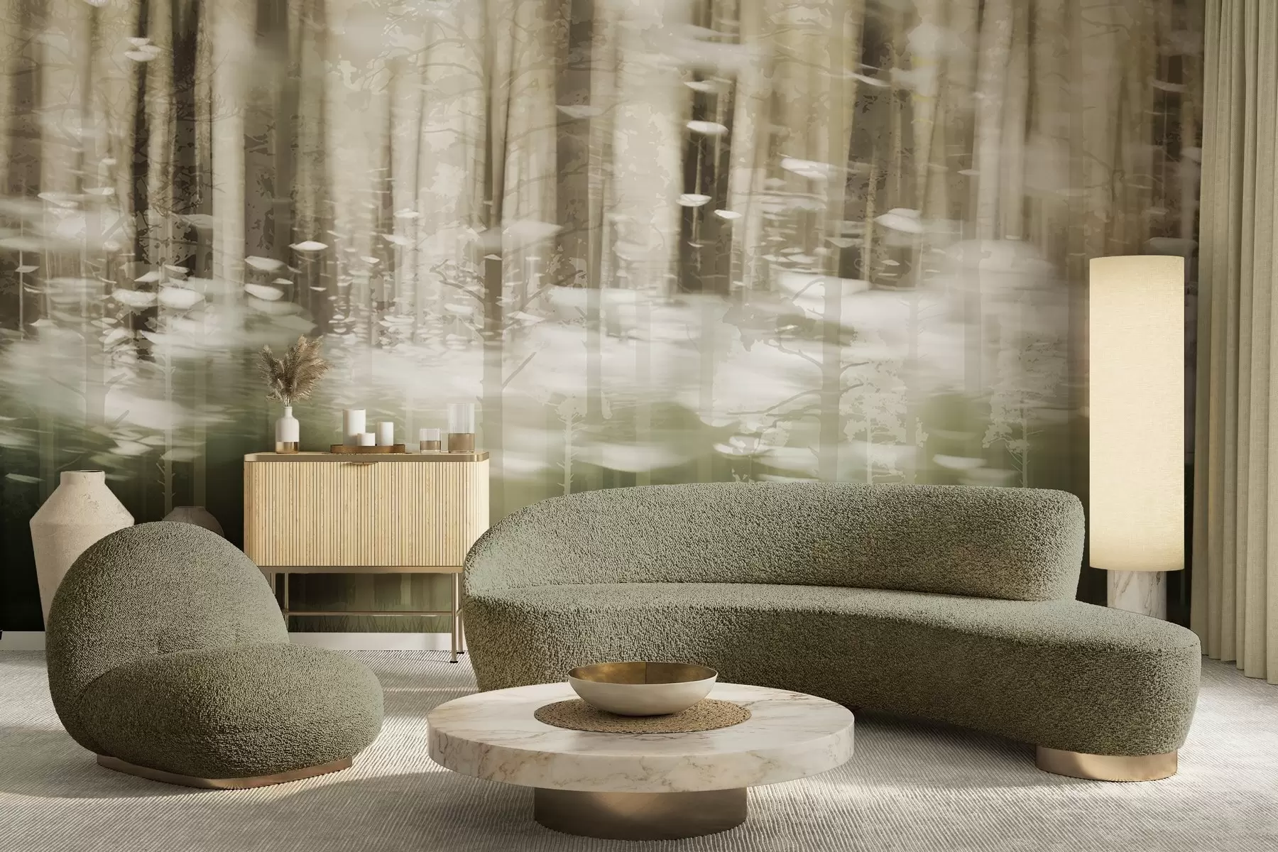 zidne murale Stilizirana debla u pastelnim bojama w04844