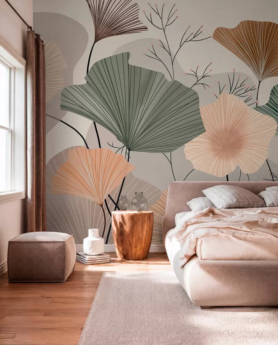 zidne murale elegantni listovi lotosa w04815