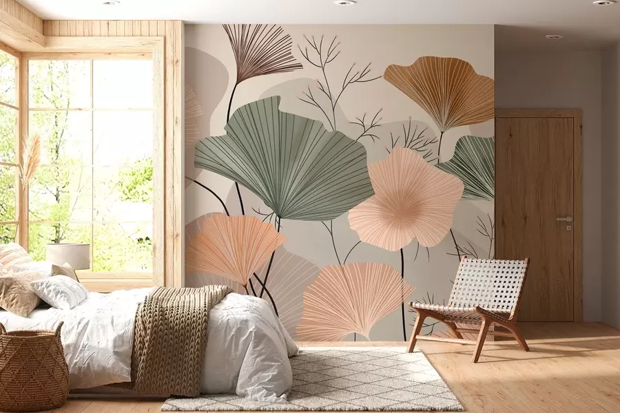zidne murale elegantni listovi lotosa w04815
