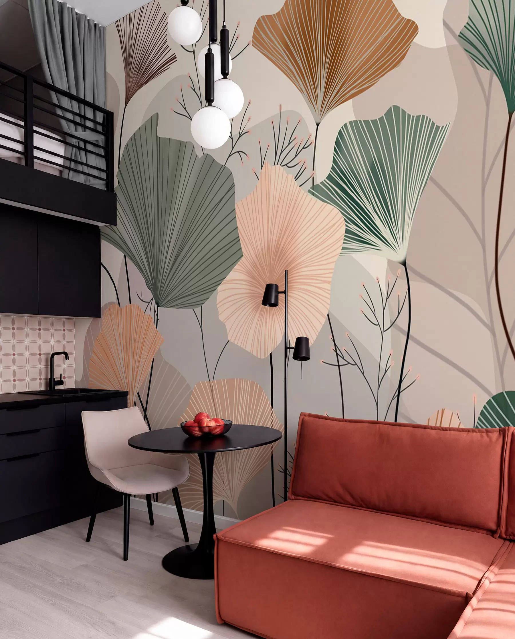zidne murale elegantni listovi lotosa w04815