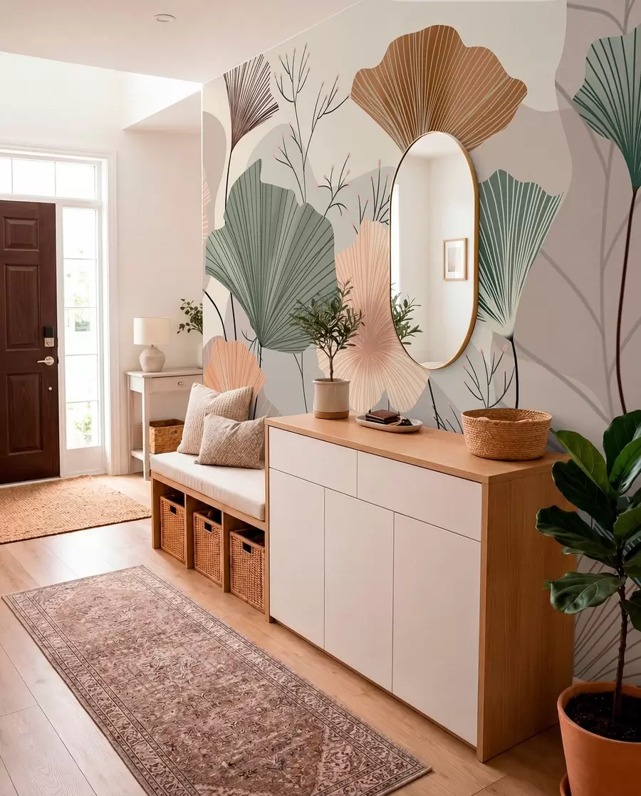 zidne murale elegantni listovi lotosa w04815
