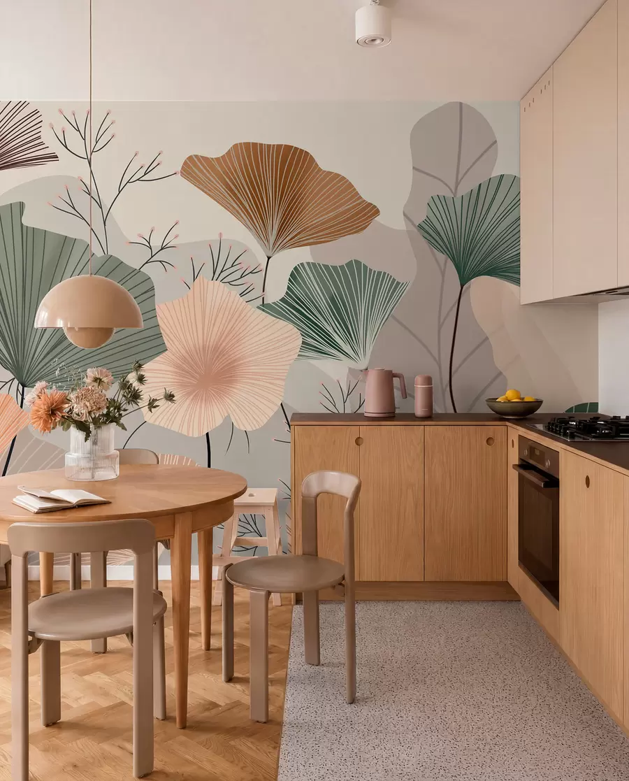 zidne murale elegantni listovi lotosa w04815