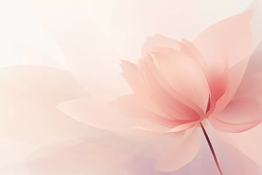 zidne murale Veliki cvijet u nježnim breskvasto-ružičastim tonovima w09356