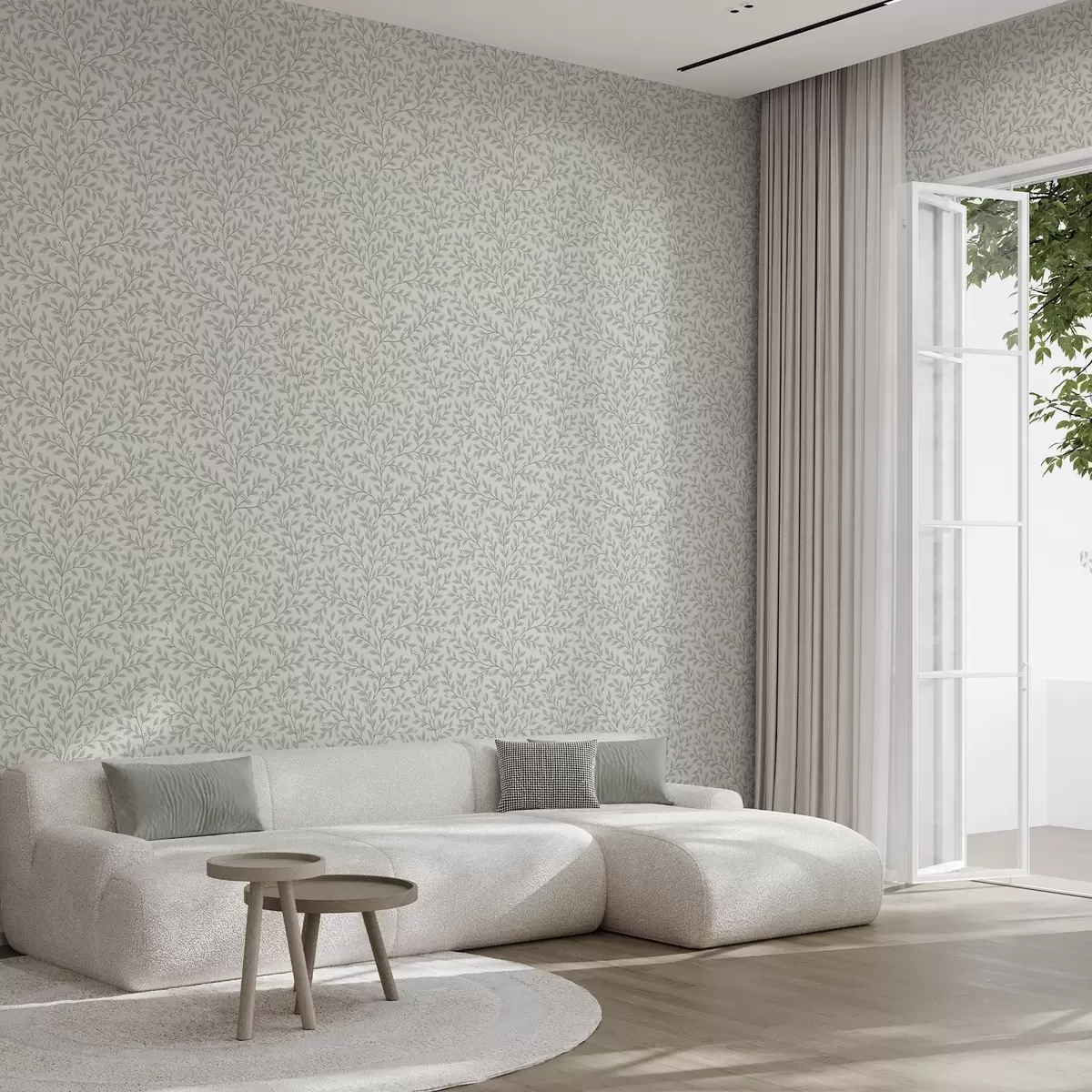 Pozadina Grane s lišćem i bobicama, svijetlo kremaste boje i kadulje a00783