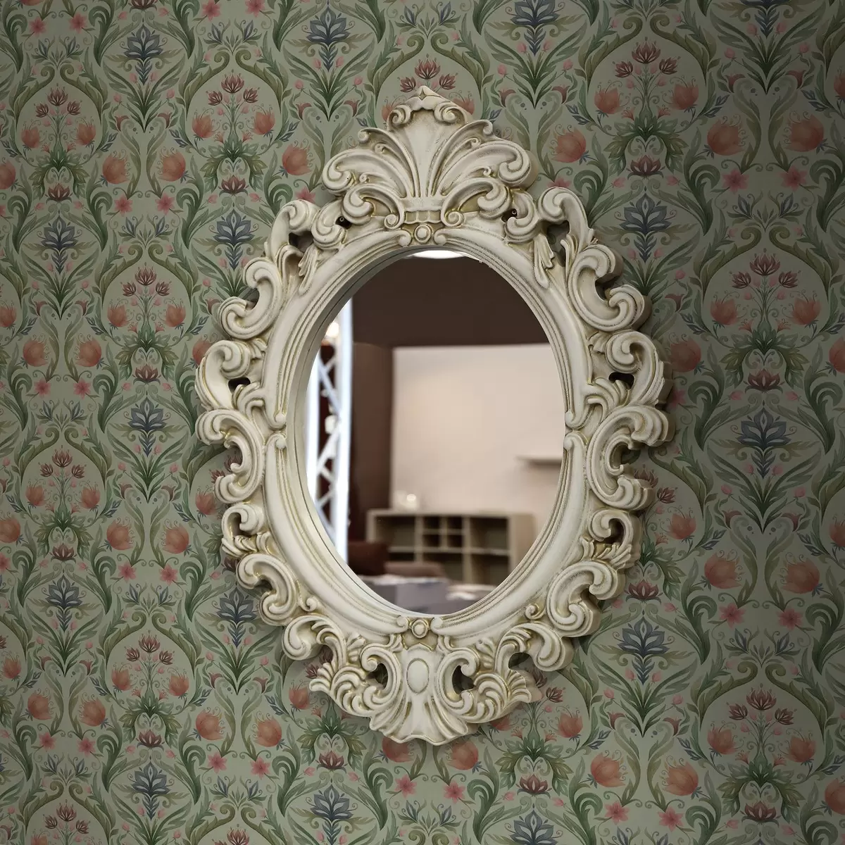 Pozadina Simetrični cvjetni ornament, paleta boje mente i kreme a00827v1