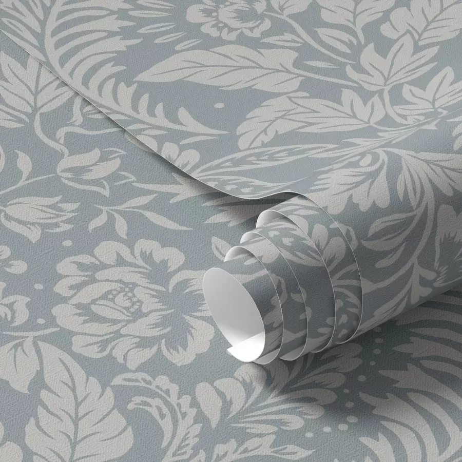 zidne murale Jednobojni cvjetni uzorak na sivo-plavoj pozadini a00859