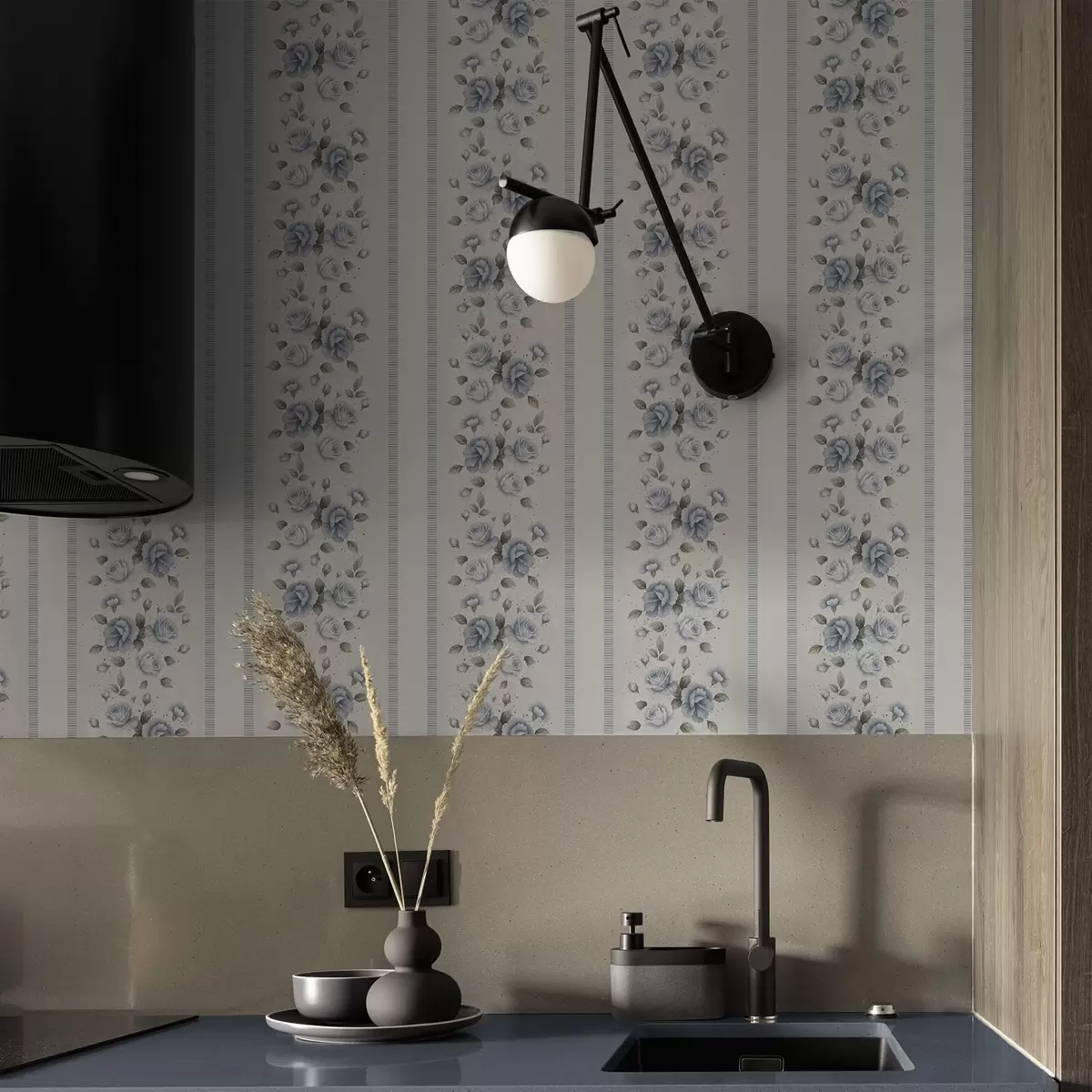 Pozadina Plave ruže u okomitim trakama na svijetloj pozadini a00860