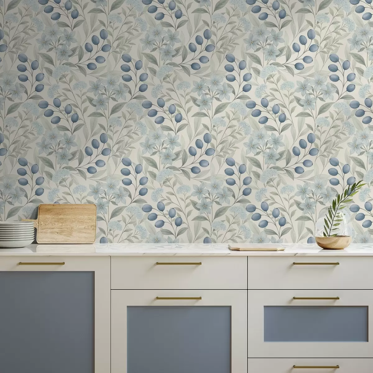 Pozadina Borovnice i svijetlo cvijeće na bjelokosti a00872