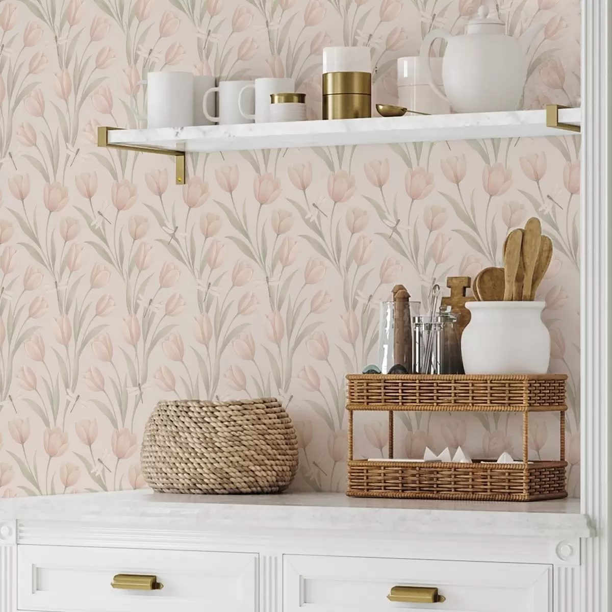 Pozadina Pastelni tulipani s vretencima na rumenilu a00876