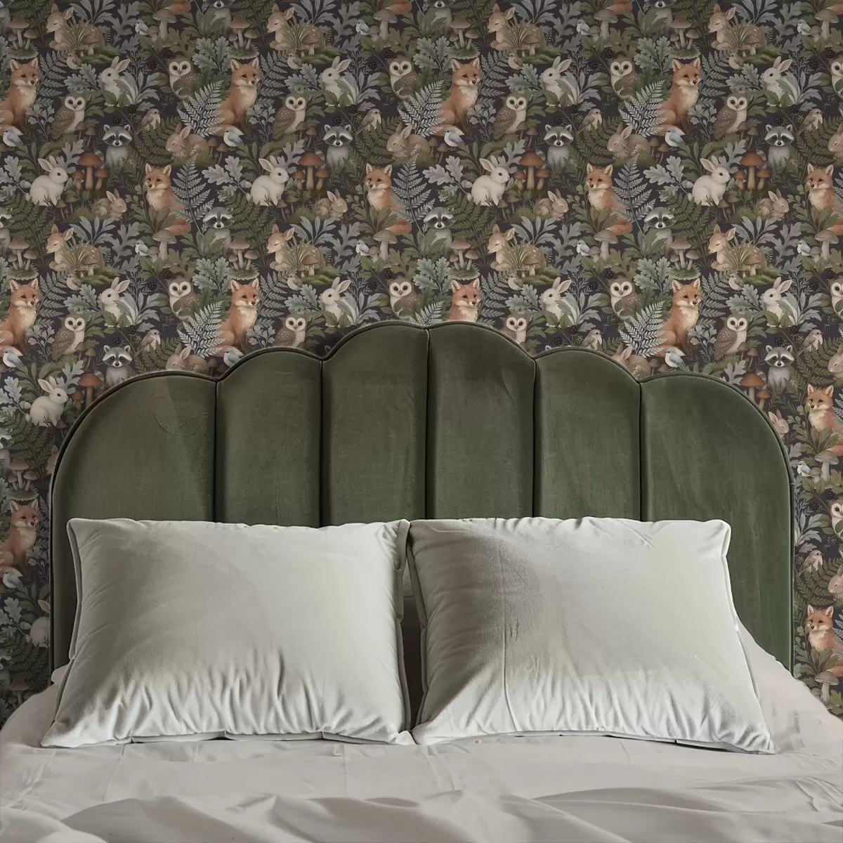 Pozadina Šumske životinje i paprati na dubokom ugljenu a00880