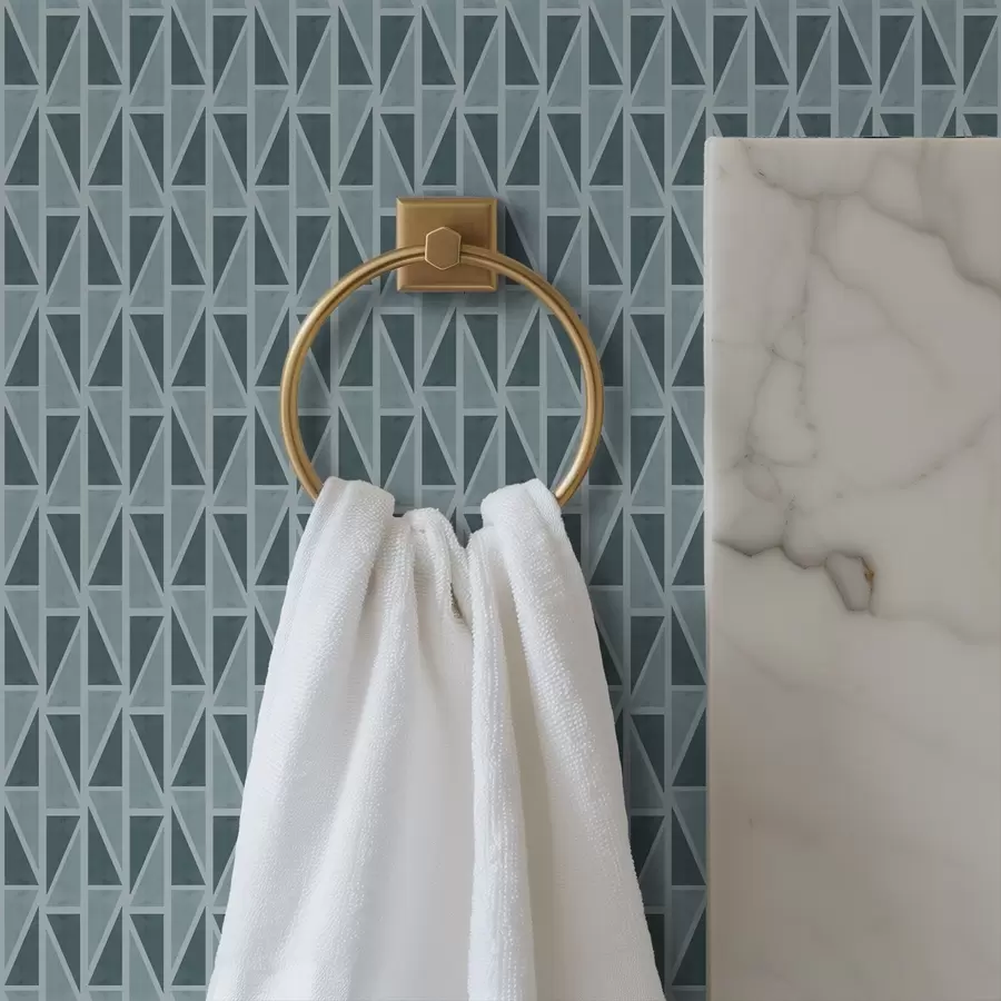 zidne murale Rešetka od tirkiznih staklenih panela s dijagonalnim zagradama a00902