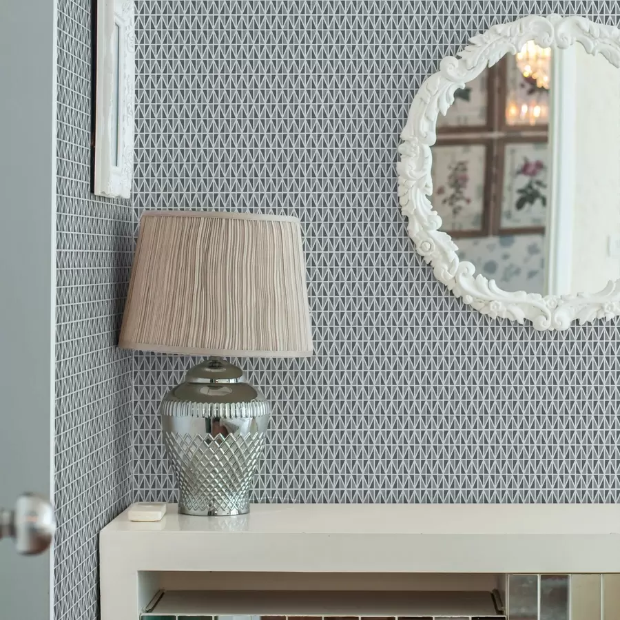 zidne murale Fina bijela dijamantna rešetka preko prigušene tirkizne boje a00903