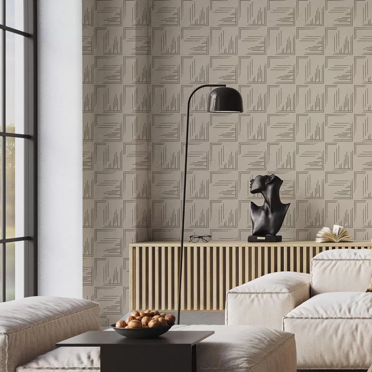 Pozadina Veliki kutni kvadrati boje kakaa s različitim ispunama linija, pijesak a00913