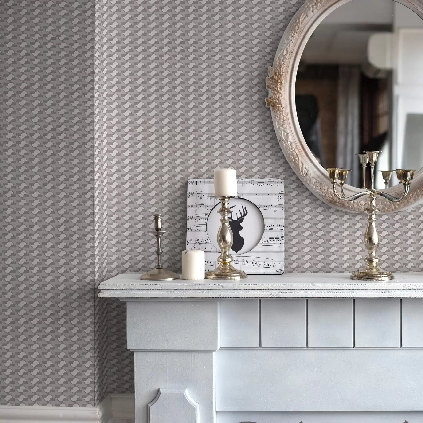 zidne murale Modularne pločice boje ljubičice s povezanim polukrugovima a00915