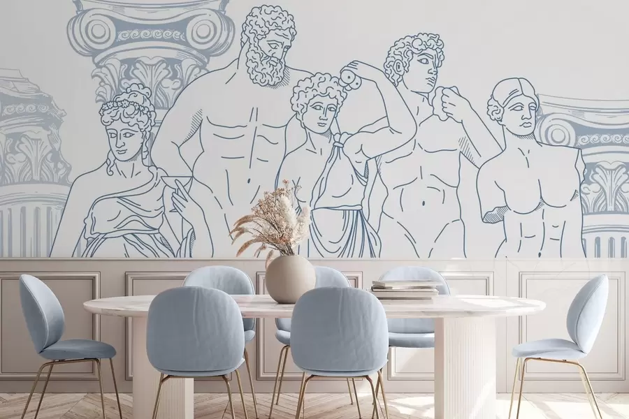 zidne murale Drevni ljudi i stupovi w04865