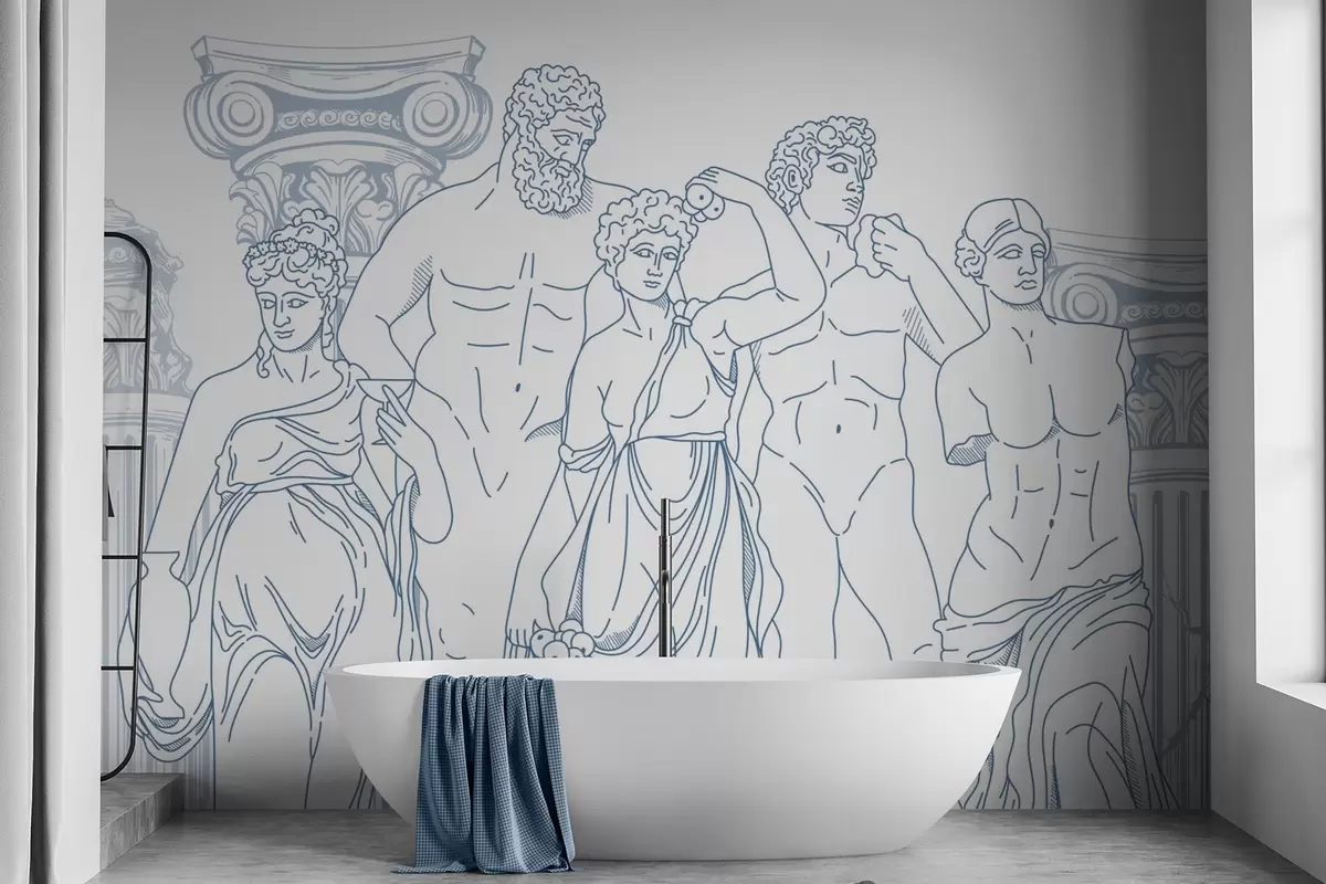 zidne murale Drevni ljudi i stupovi w04865