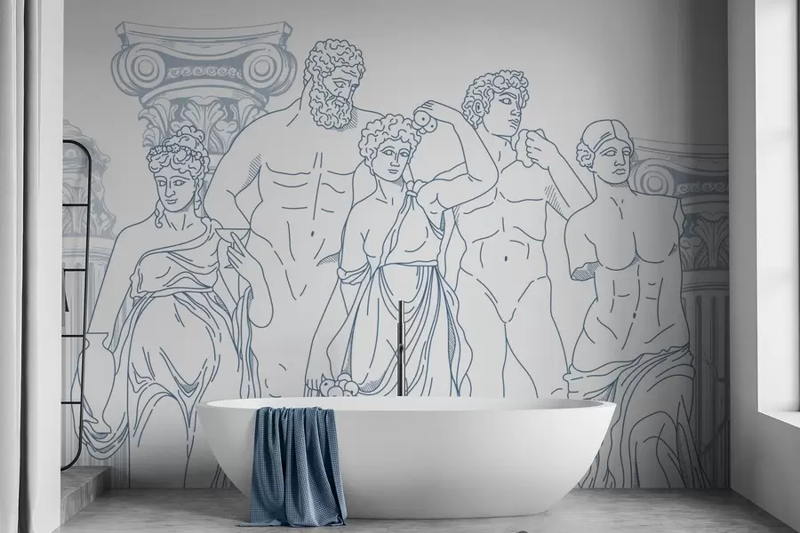 zidne murale Drevni ljudi i stupovi w04865