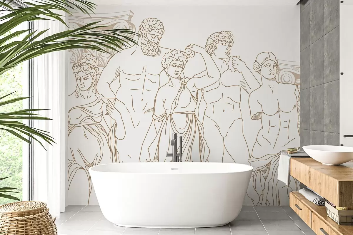 zidne murale Drevni ljudi i stupovi w04865v1