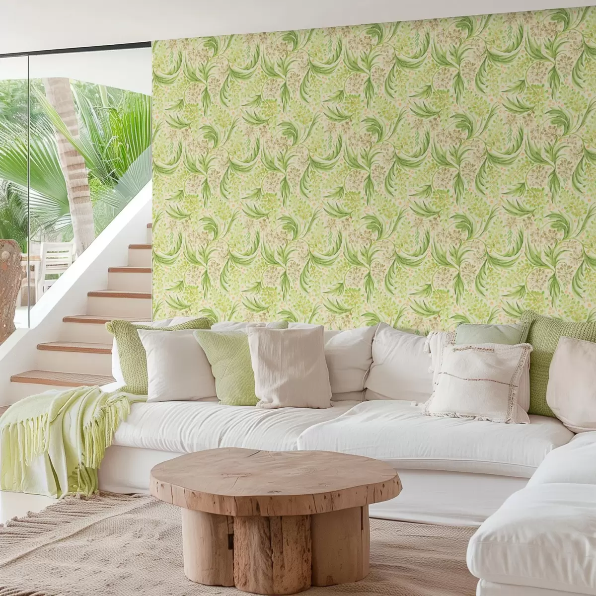 Pozadina Lagani cvjetni uzorak u nježnim zelenim nijansama a00853