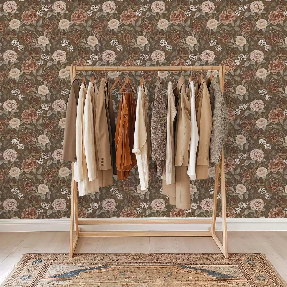 Pozadina Tople ruže i bobice na smeđoj pozadini a00868