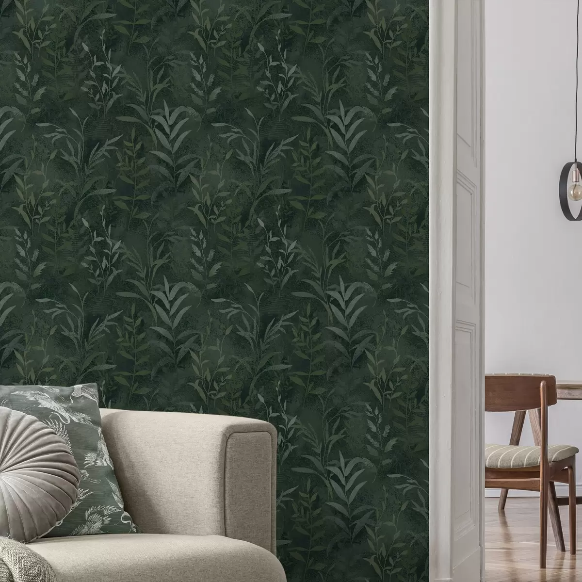 Pozadina Tamnozelena pozadina s prozirnim granama lišća a00888