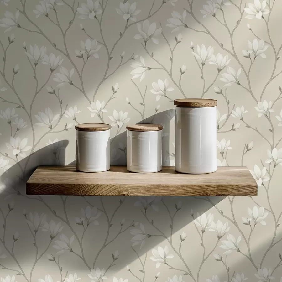 zidne murale Svijetle magnolije na vitkim bež granama a00890