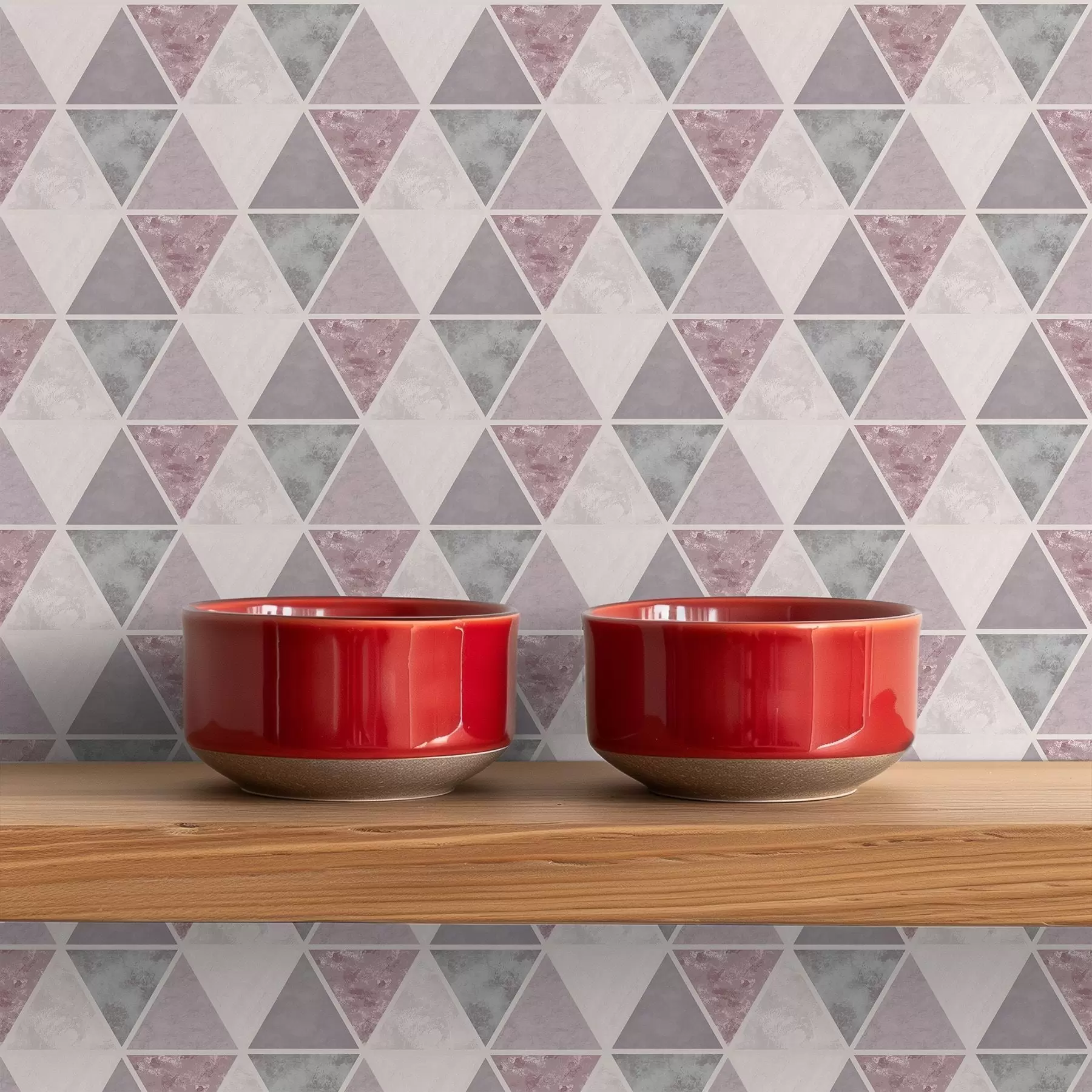 zidne murale Meki trokuti u sivo-ružičastim i puderastim tonovima a00918