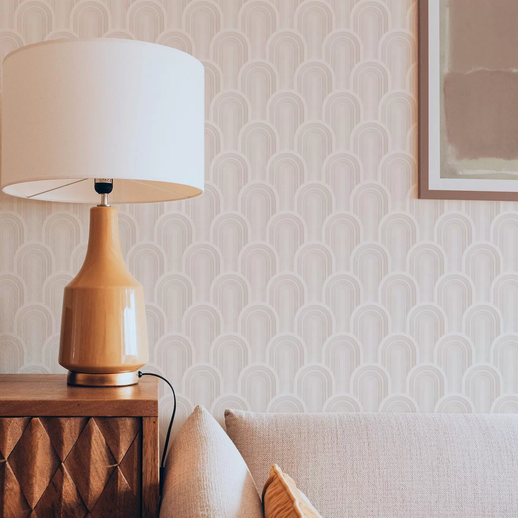 zidne murale Mali lučni moduli u toplim kremasto-bež nijansama a00924