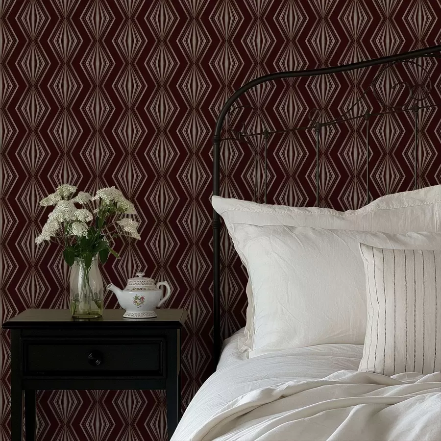 zidne murale Geometrijski uzorak dijamanta na vinsko smeđoj pozadini a00925v1