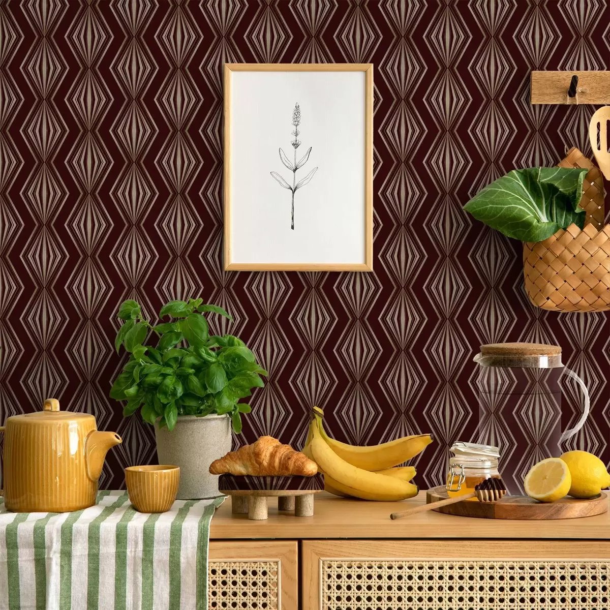 Pozadina Geometrijski uzorak dijamanta na vinsko smeđoj pozadini a00925v1