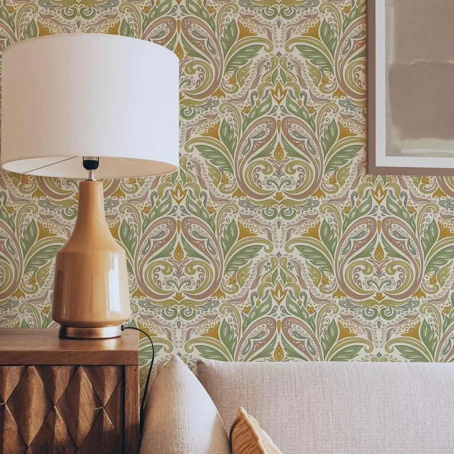 zidne murale Ukrasni lisnati vrtlozi u zelenim i terakotnim tonovima a00927v1