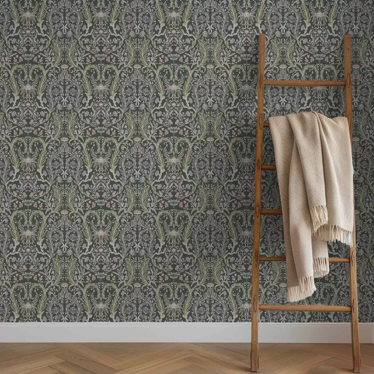 Pozadina Simetrični cvjetni ornament na tamnozelenoj pozadini a00928